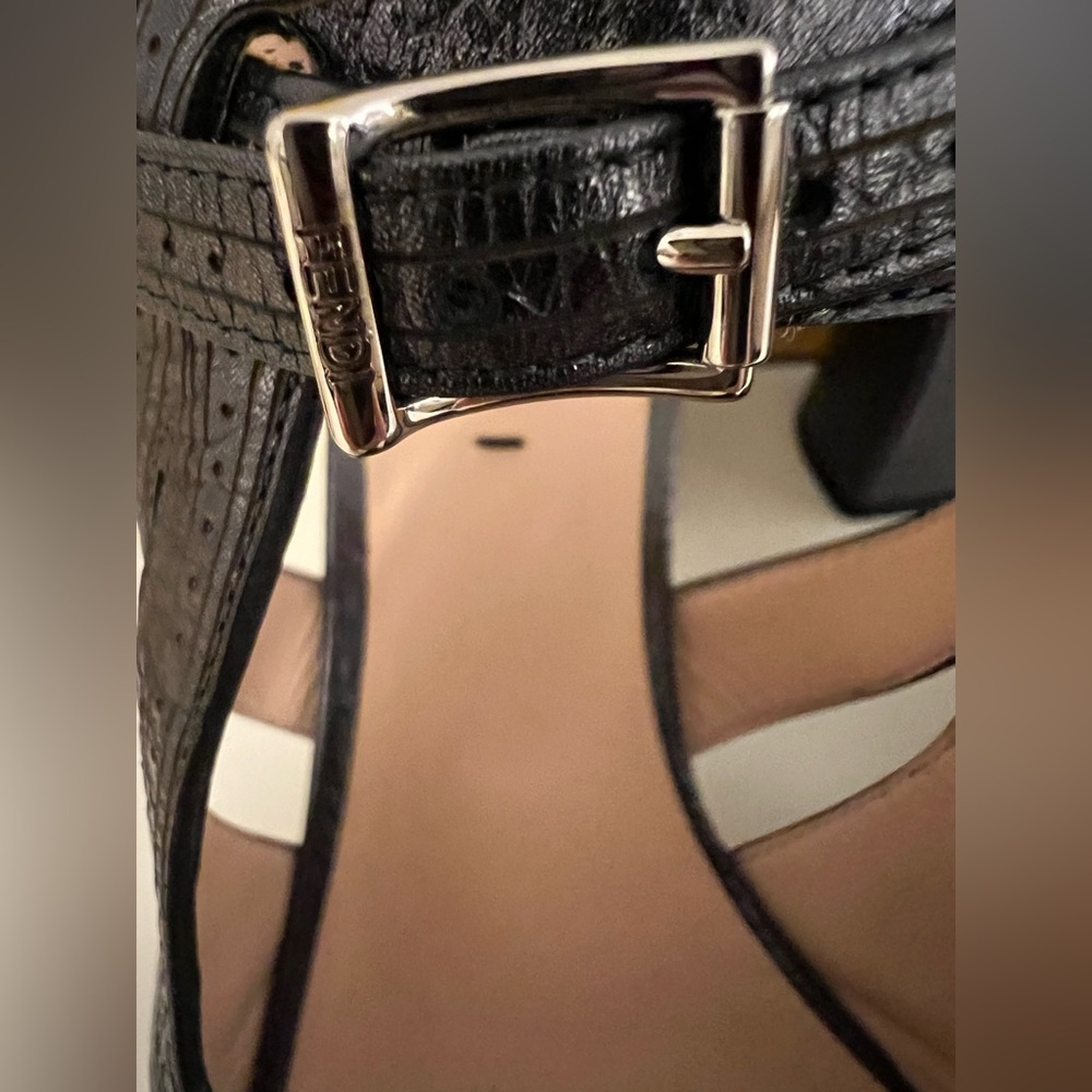 Authentic Fendi Charcoal Cut-out Mary Jane Pumps, Size 7 - Picture 7 of 14